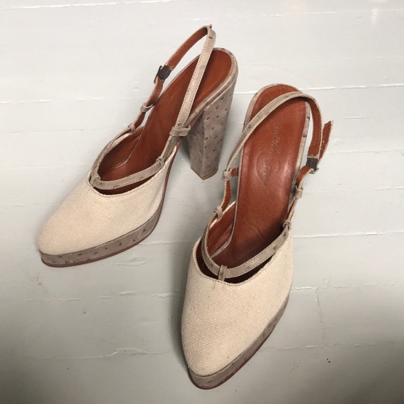 Rachel Comey canvas ostrich leather heels - Picture 2 of 7